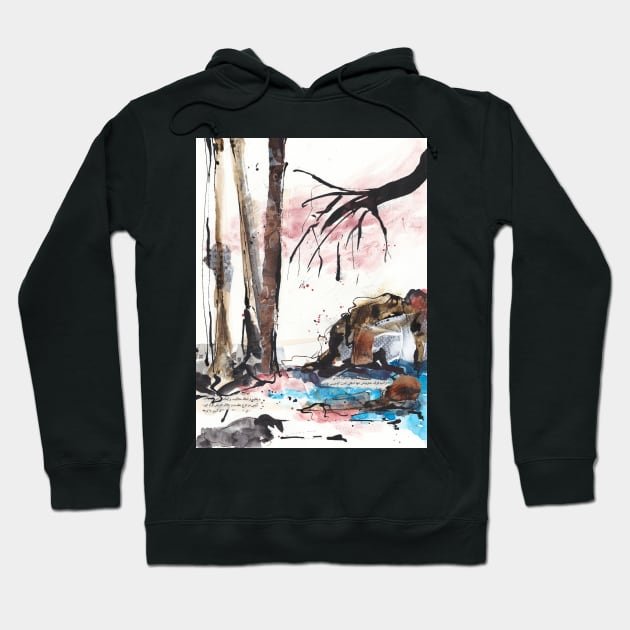 Abstract mixed media landscape - wabi sabi Hoodie by kittyvdheuvel